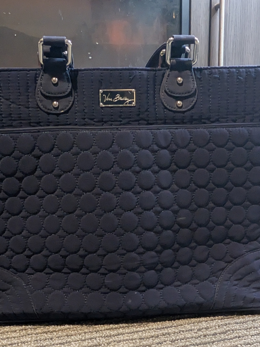 Vera Bradley Quilted Navy Circle-Pattern Tote